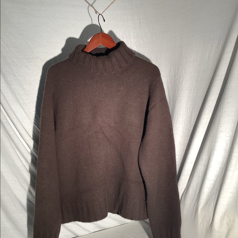 COPY - Terry Lewis, chocolate, cowl neck, sweater.